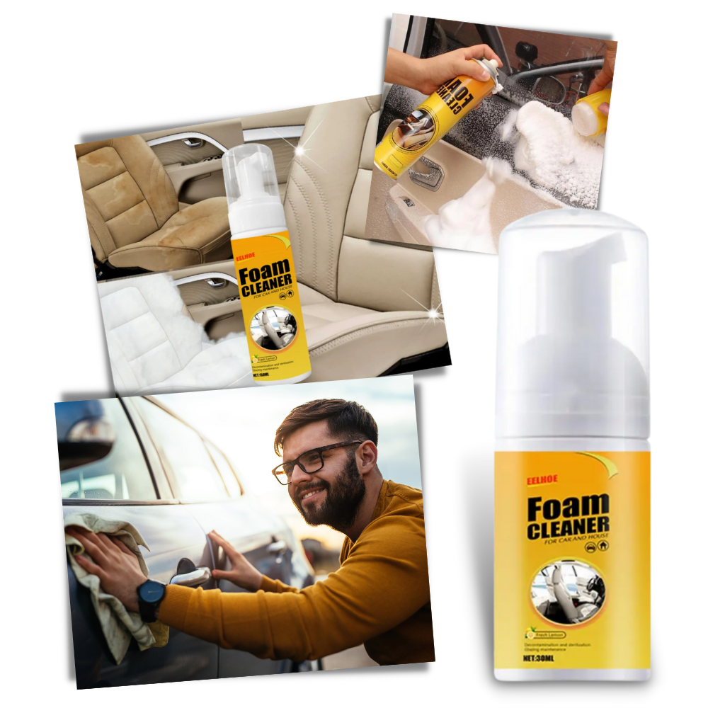 Mousse limpa para carros Liveday, produto de 30ml para manutenção e decoração de veículos com fórmula suave.