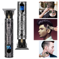 Tondeuse de barbier Liveday para rasage e cuidados, recarregável, em acabamento preto, com lâminas afiadas e design compacto.