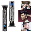 Tondeuse de barbier Liveday para rasage e cuidados, recarregável, em acabamento preto, com lâminas afiadas e design compacto.