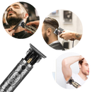 Tondeuse de barbier Liveday recarregável para rasagem e cuidados masculinos, com acabamento em preto.