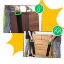 Sangles de levage robustas da Lizxun para manipulação de materiais, resistentes e pretas, usadas em transporte e elevação.