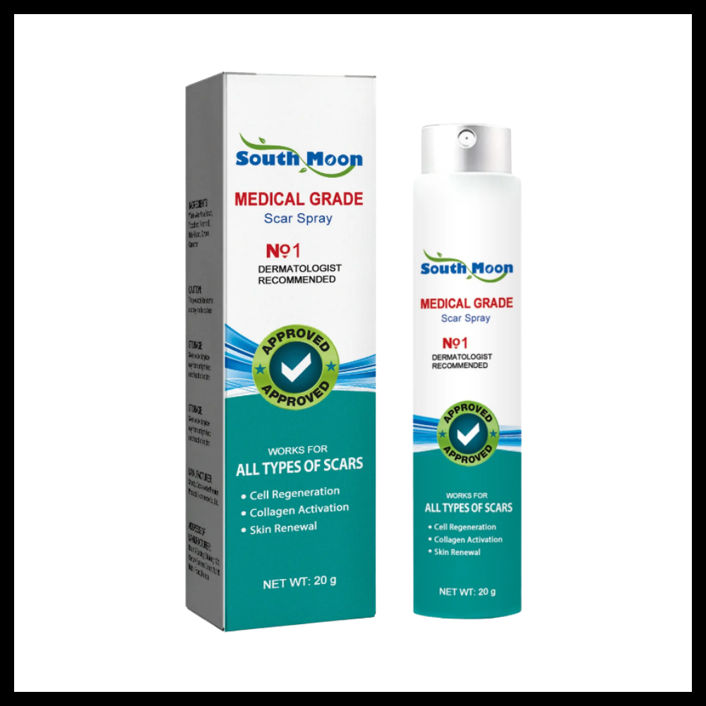 Spray terapêutico para eliminar cicatrizes da marca Lnkhfs, embalagem com frasco e rótulo, produto cosmético para cuidados da pele
