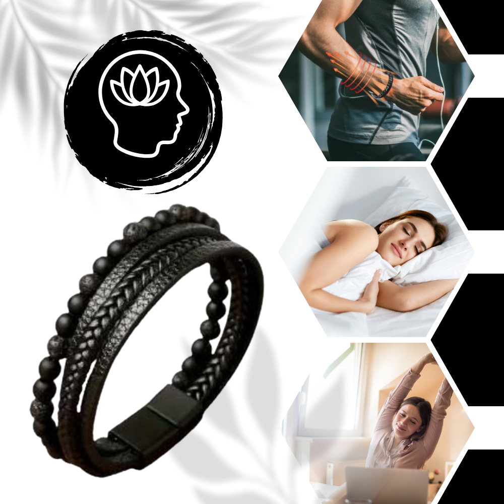 Pulseira de detox linfático Lollanda para massagem e relaxamento, com design azul e detalhes que estimulam a circulação.