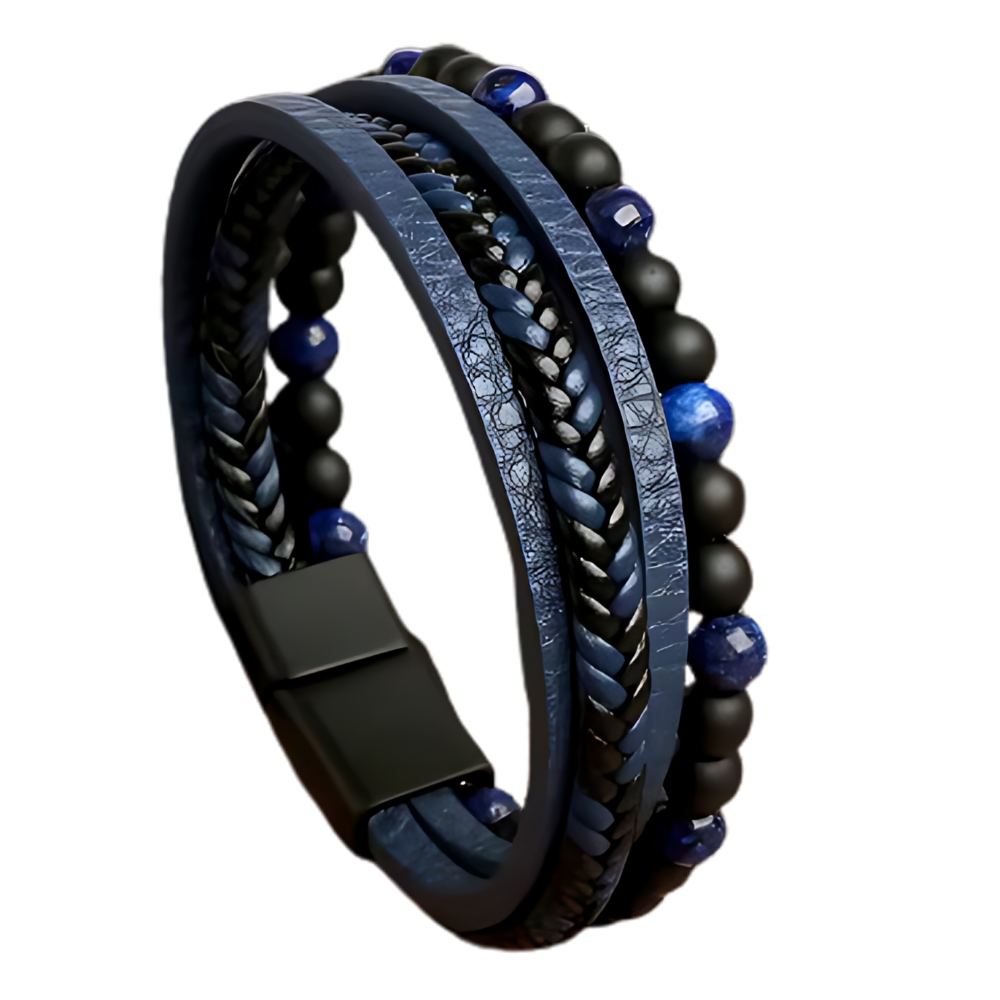 Pulseira de desintoxicação linfática Lollanda, acessório de massagem para relaxamento e bem-estar, em tom azul.