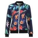 Jaqueta bomber azul com estampa floral de mangas longas, veste de roupas de exterior da marca Ozerty France.