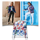 Jaqueta bomber floral com mangas longas da Ozerty França, veste de roupa de exterior com estampa de flores.