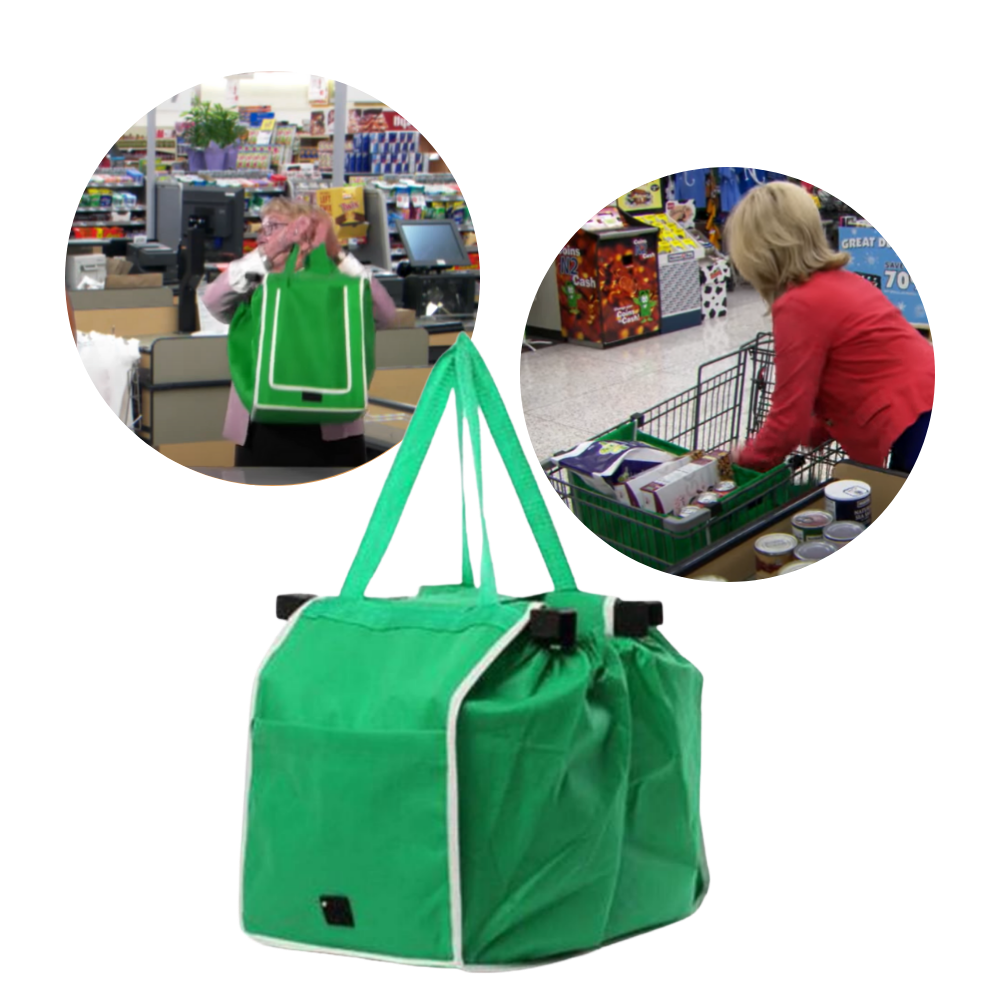 Sac à provisions réutilisable pour chariot de la marque Luethbiezx, sac plastique et papier écologique pour courses.