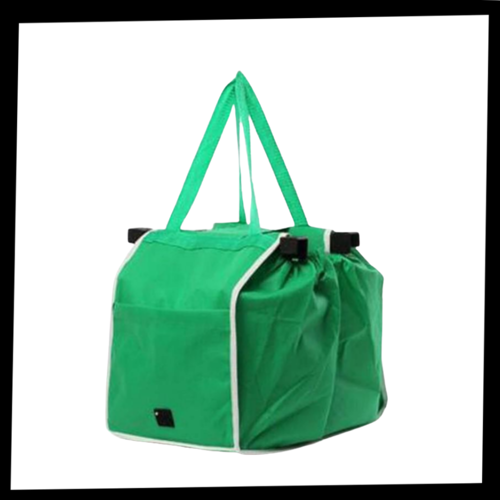 Sac à provisions réutilisable pour chariot, sac plastique et en papier de la marque Luethbiezx, pour faire ses courses.