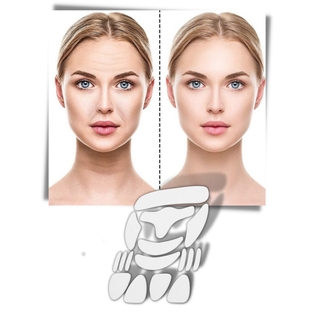 Conjunto de 16 patches de silicone anti-rugas para o rosto, da marca Lzndeal, usado para cuidados faciais anti-idade.