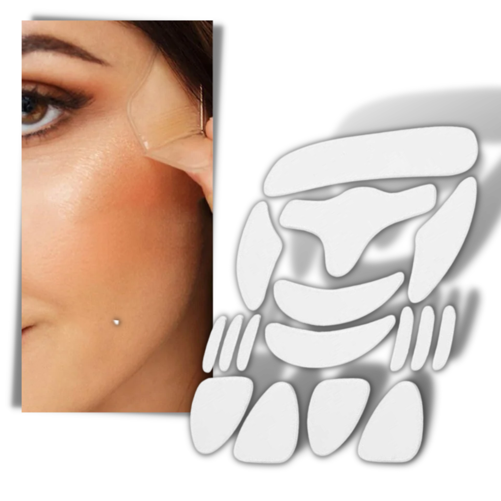 Conjunto de 16 patches de silicone anti-idade para o rosto, produto de cosméticos da marca Lzndeal.