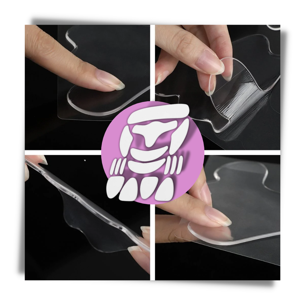 Pacotes de 16 patches de silicone anti-idades para o rosto da marca Lzndeal, visíveis na embalagem.