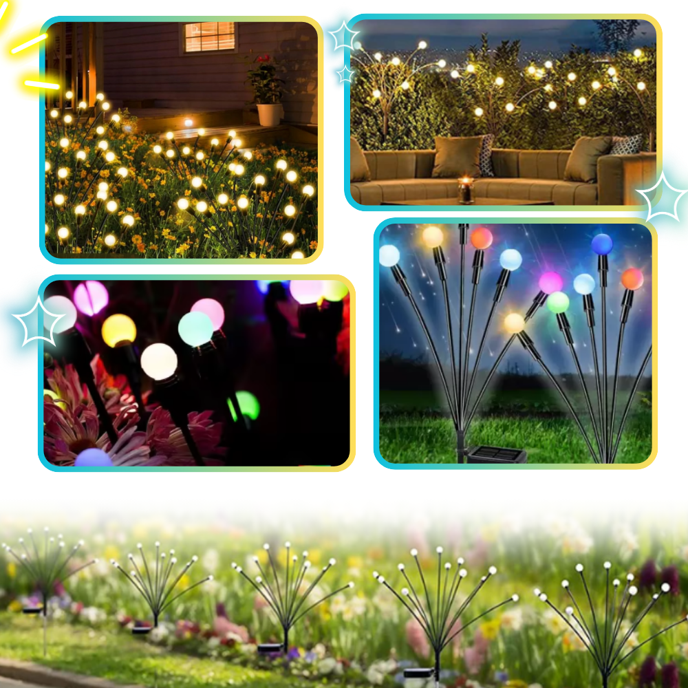 Luminárias solares LED automáticas M&t Tech, à prova d água, para uso externo com luzes multicoloridas.