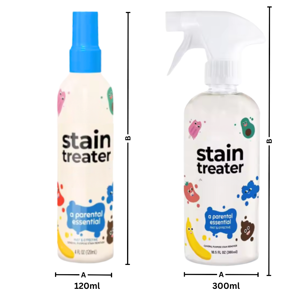 Spray de limpeza a seco anti-manchas da The Hate Stains Co., embalagem de spray com líquido transparente para remoção de manchas.