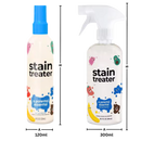 Spray de limpeza a seco anti-manchas da The Hate Stains Co., embalagem de spray com líquido transparente para remoção de manchas.