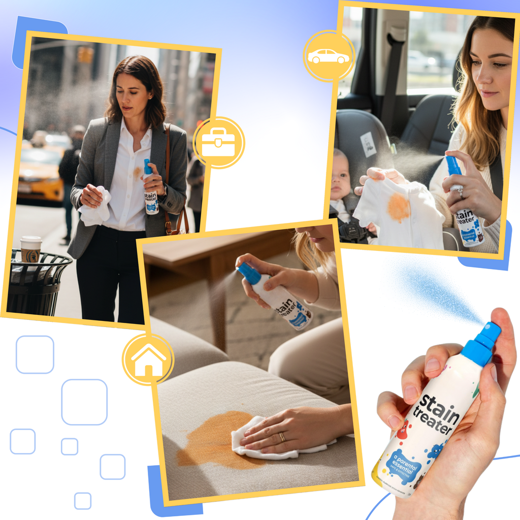 Spray de limpeza a seco anti-manchas da The Hate Stains Co. para remover manchas de superfícies de roupas e tecidos.