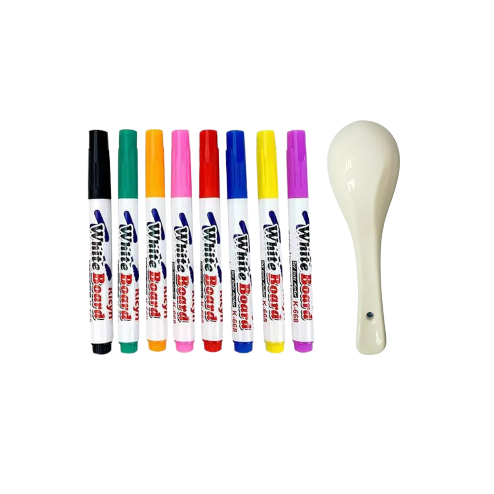 Conjunto de 8 canetas de tinta à água da marca Chaok para escrita e desenho, com cores vibrantes e pontas finas.