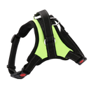 Harnais ajustável para cachorro Magicfly com fita refletiva, pele de nylon preta, confortável e seguro para passeios ao ar livre.