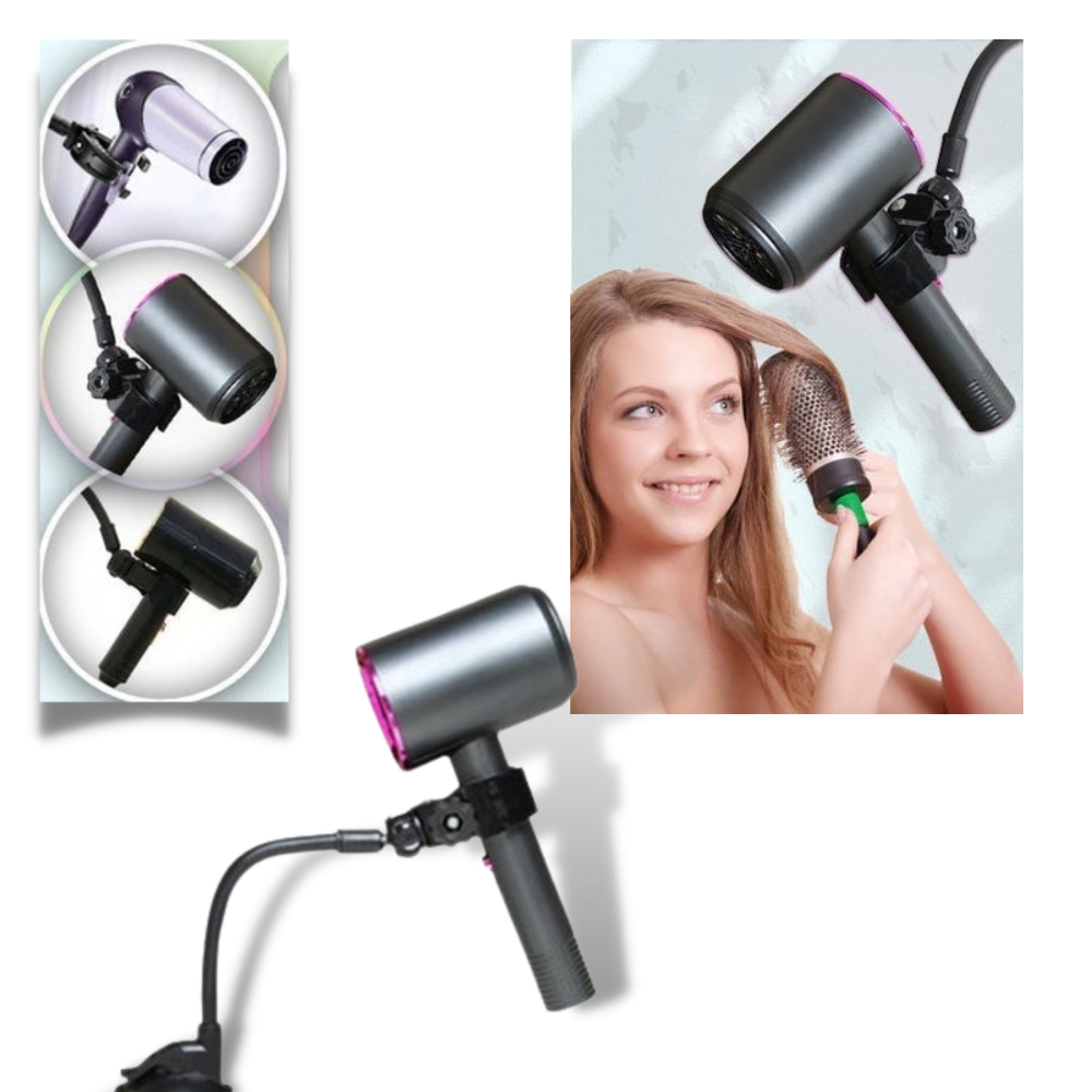 Suporte à mãos-livres para secador de cabelo Magideal, acessório para cuidado dos cabelos, fixado em bancada ou parede.