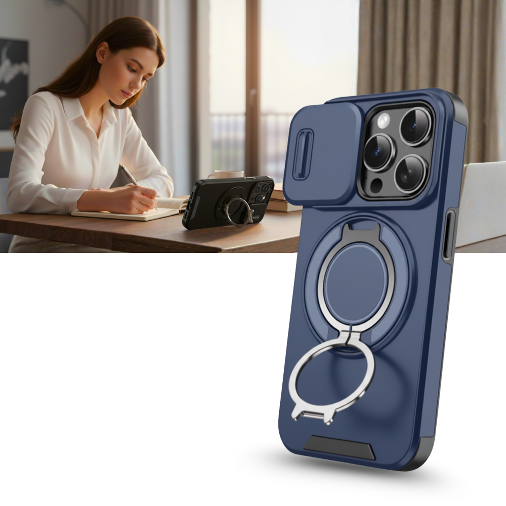 Capinha magnética Mayzer para iPhone, proteção de telefone com design moderno e acabamento resistente.