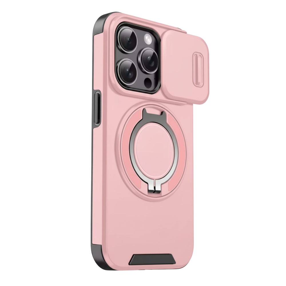 Capa magnética rosa para iPhone da Mayzer, proteção de telefone com design elegante e funcionalidade magnética.
