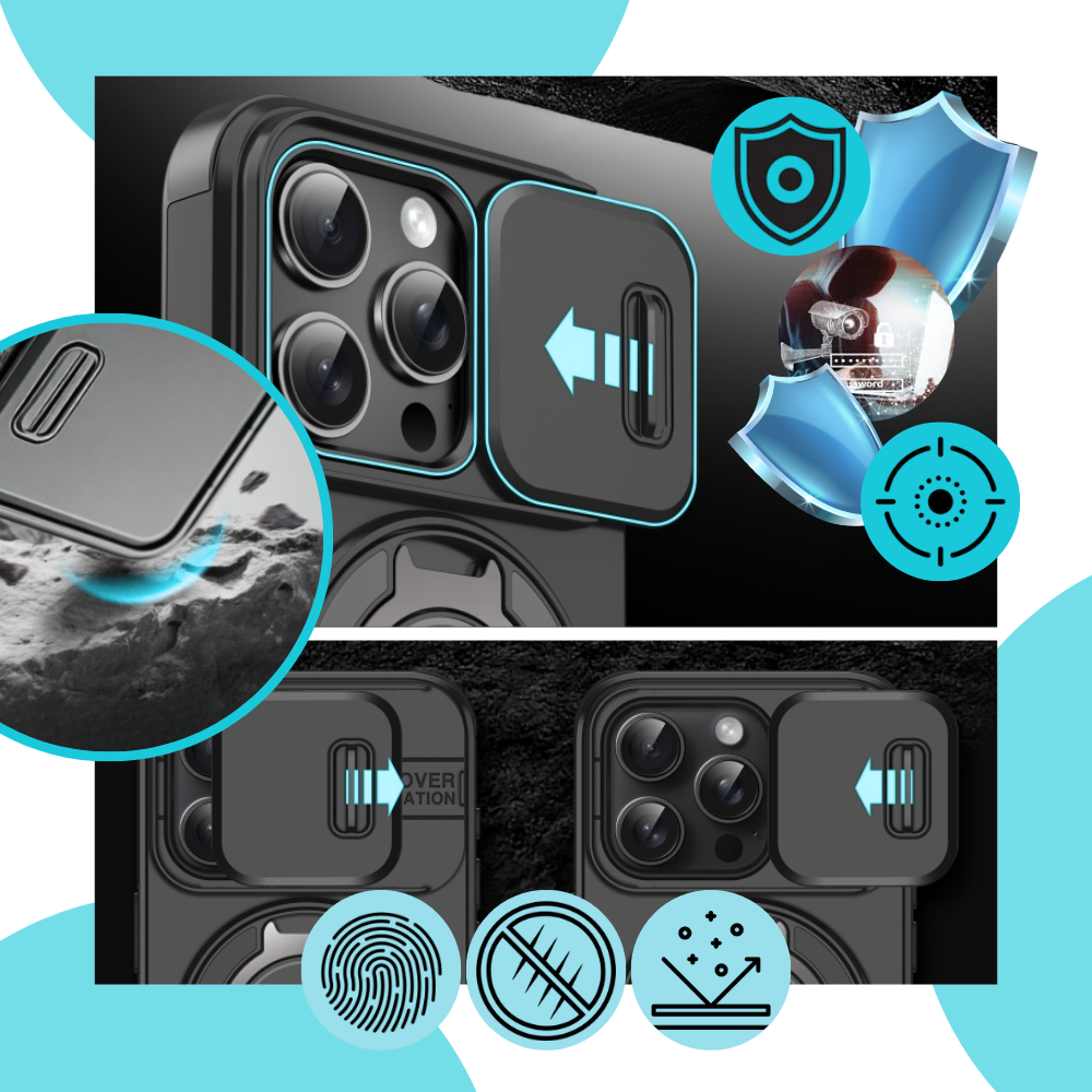 Capa magnética Mayzer para iPhone, proteção de telefone com design de escudo deslizante e tecnologia de fixação magnética