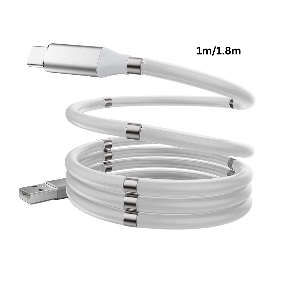 Cabo USB magnético Agptek para dispositivos eletrônicos, conector flexível e compatível com várias dimensões.