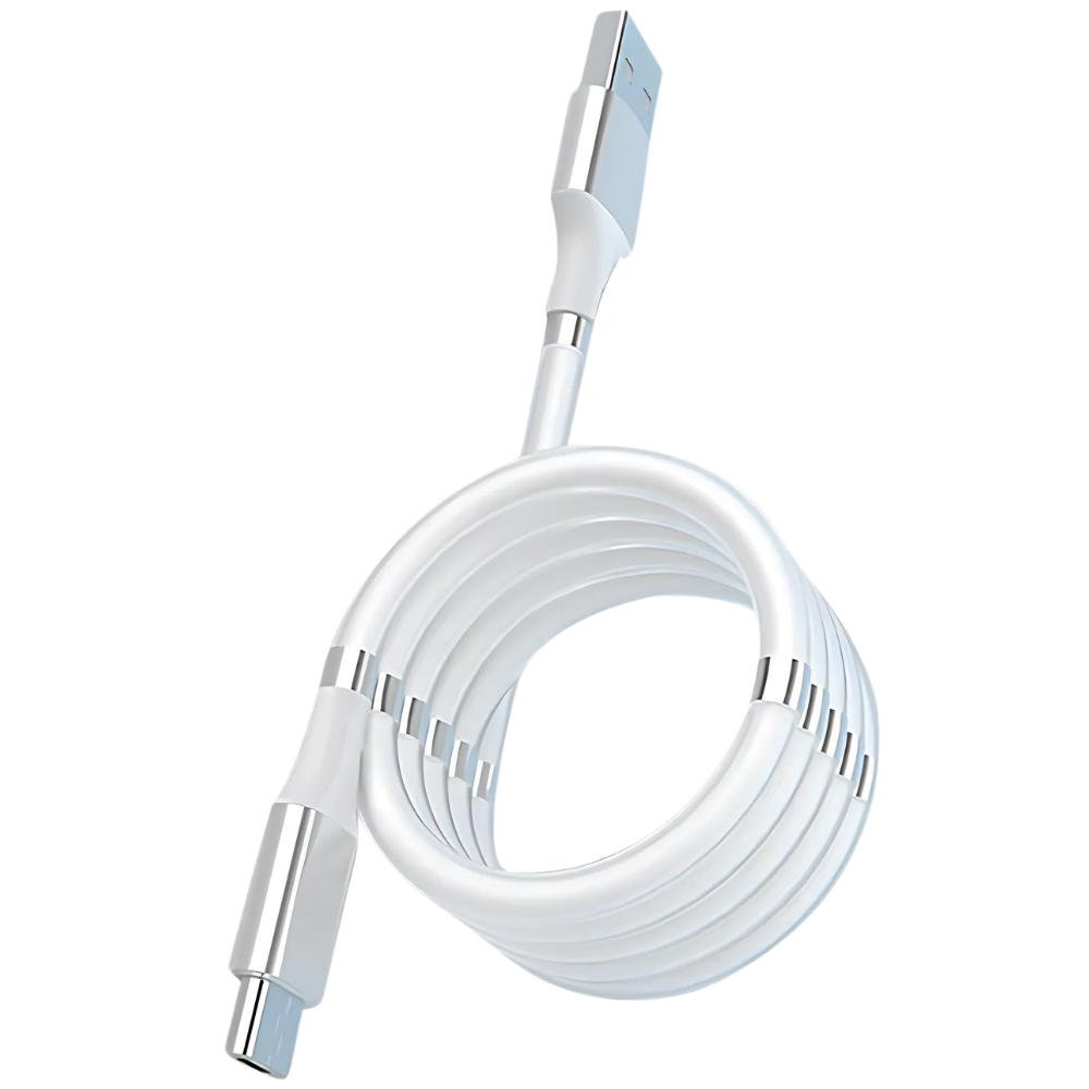 Cabo USB magnético branco Agptek, flexible, de 1,8m, compatível com dispositivos eletrônicos com conector Type A