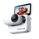 Câmera Insta 360 sem fio com montagem magnética da Randolph, com design branco para captura de fotos e vídeos mãos livres.