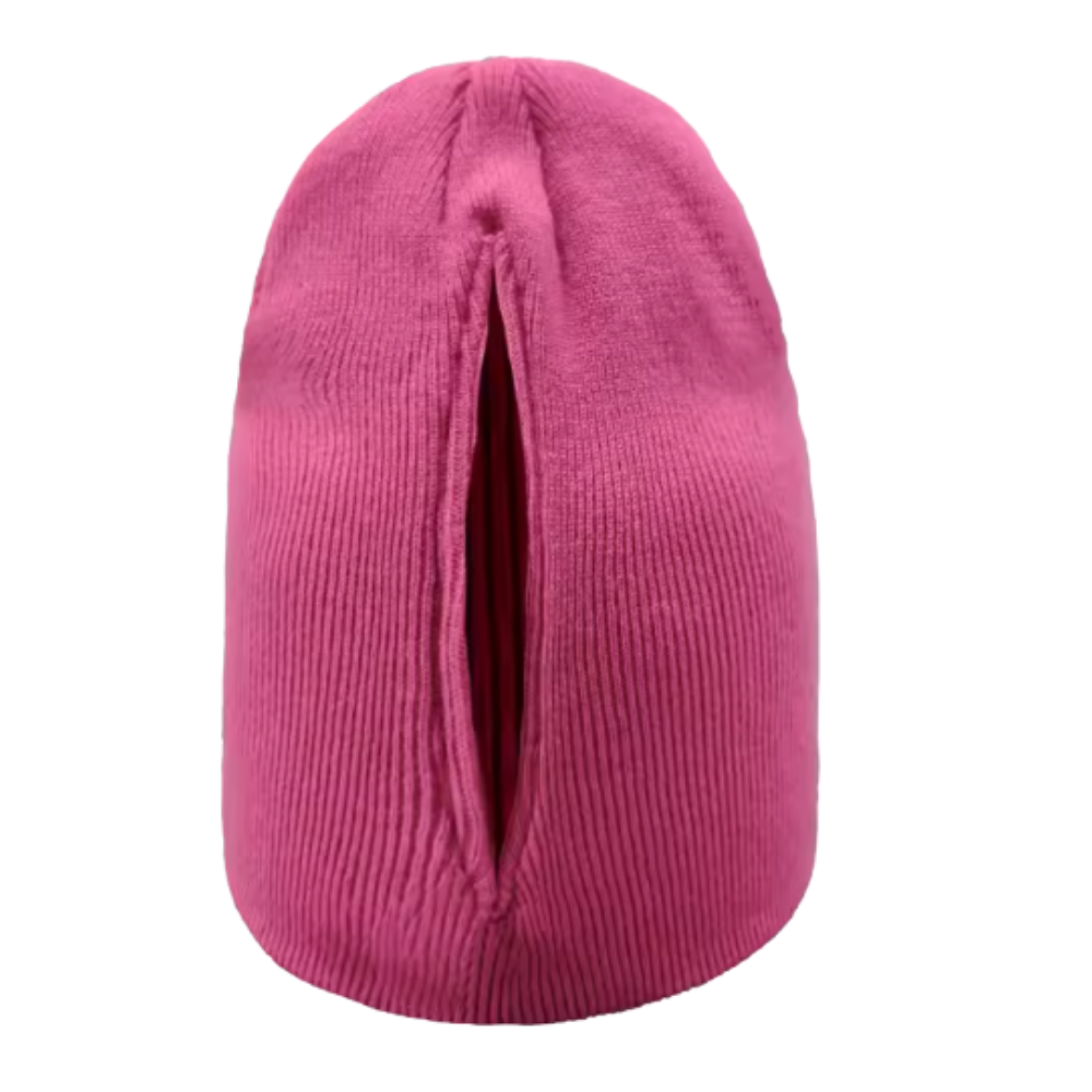 Gorro feminino Homyl com abertura magnética para rabo de cavalo, em rosa, feito de tecido macio e confortável.