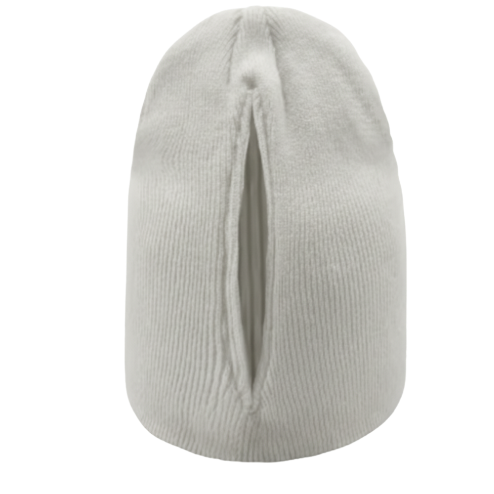 Chapéu feminino Homyl com abertura magnética para rabo de cavalo, tecido branco e design prático para mulheres.