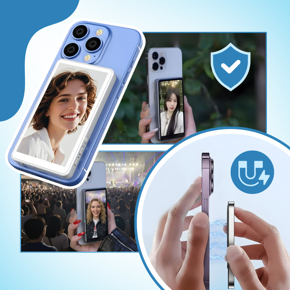 Monitor magnético para telefone celular Moultrie, acessório eletrônico com suporte para selfies e fotos com imã.