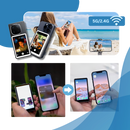 Monitor magnético Moultrie para telefone móvel, mostrando uma tela de visualização com suporte e acessórios eletrônicos.