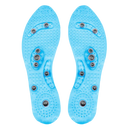 Palmilhas de massagem magnéticas para cuidado dos pés, da marca Aetomce, com design azul para reflexologia e relaxamento.