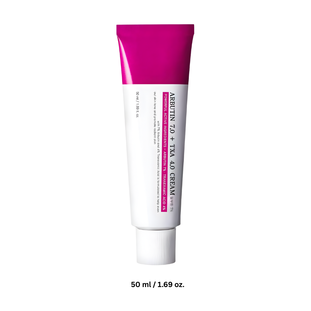 Creme de cosméticos Mantong com arbutina e ácido tranexâmico para cuidados faciais, embalagem visível na imagem.