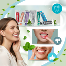 Dentifrício branqueador de menta da marca Marvis, produto de cuidados bucais com embalagem roxa.