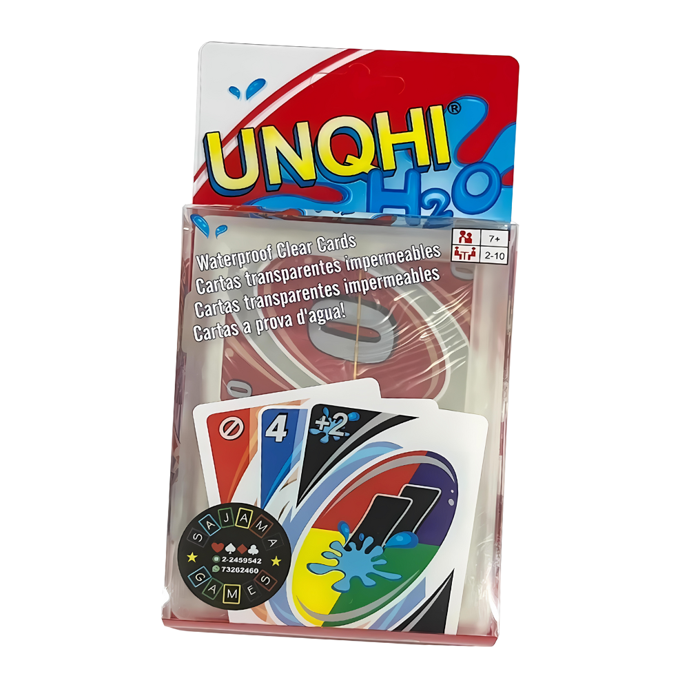 Baralho de cartas UNO Classique da Mattel, resistente à água, com cartas coloridas e ícones clássicos do jogo.