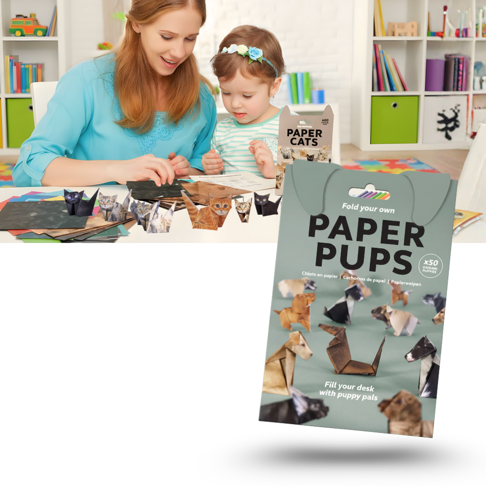 Origami 3D de animais de papel da Maxcozy, ideal para artesanato e atividades criativas com papel.