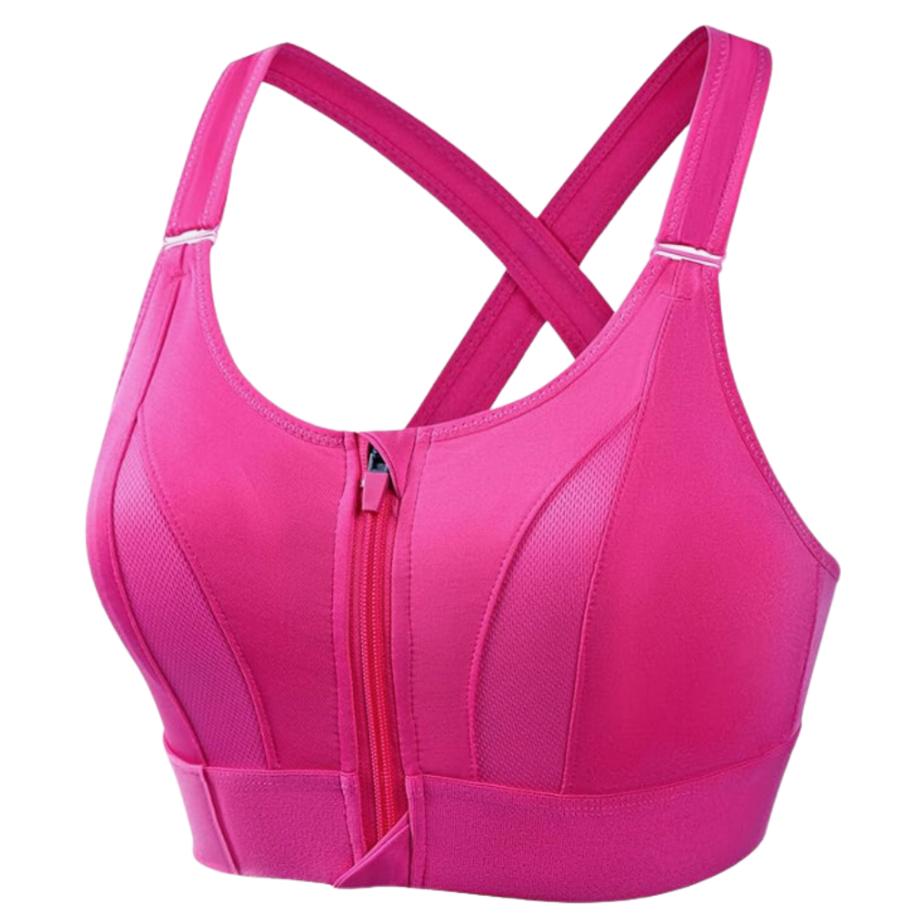 Soutien-gorge de esporte Yeyele com costas nadador e suporte máximo, em tom vermelho, ideal para atividades físicas.