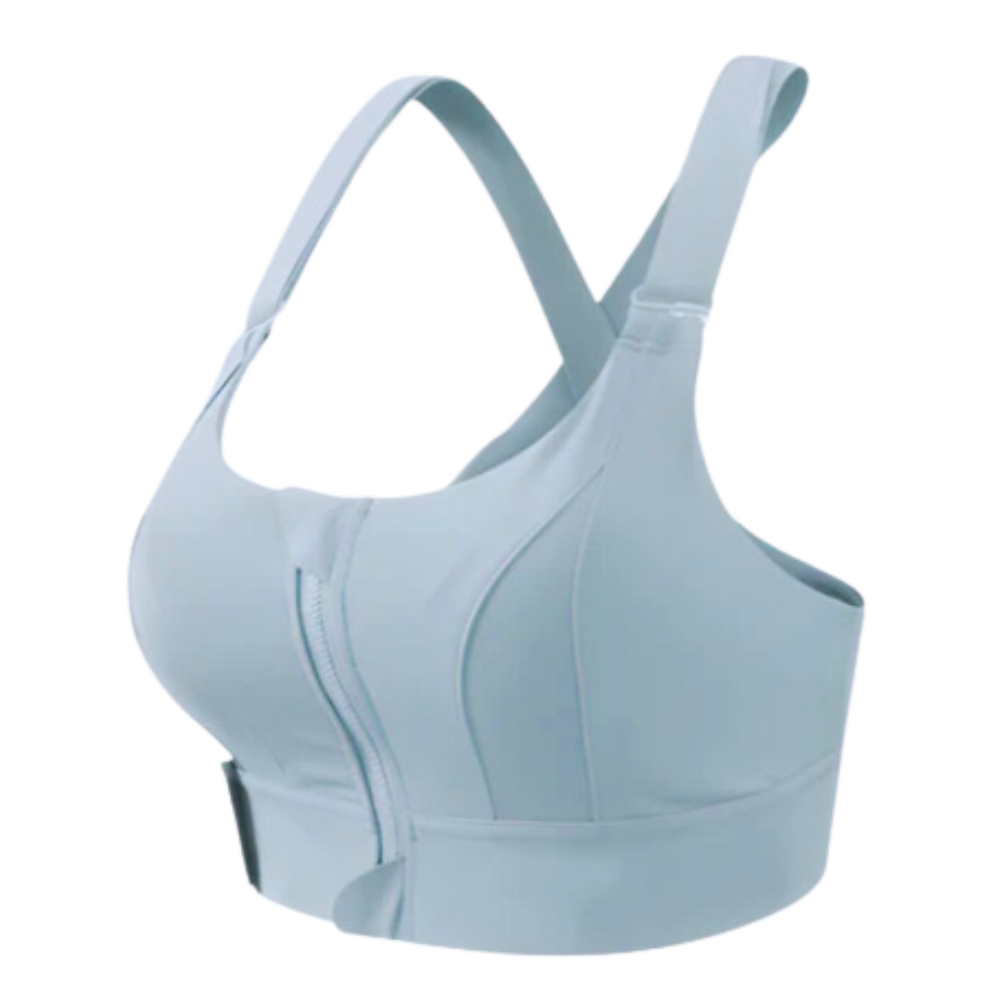 Soutien-gorge de esporte Yeyele com costas nadador, suporte máximo, em azul claro, ideal para atividades físicas.