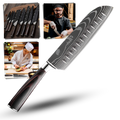 Couteau japonais santoku de 12 cm en bois de Pakka, ustensile de cuisine Mdhand, avec lame tranchante et manche en bois.