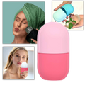 Tampa de massagem facial de gelo Mega Wheels, recipiente roxo para cosméticos e cuidados com a pele.
