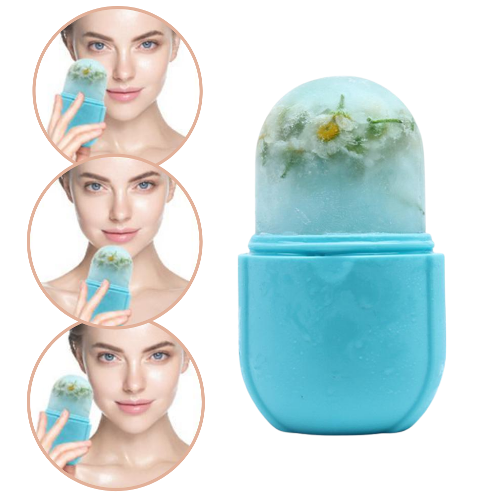 Tasse de massage facial de cosméticos Mega Wheels em rosa para massagem com gelo no rosto.