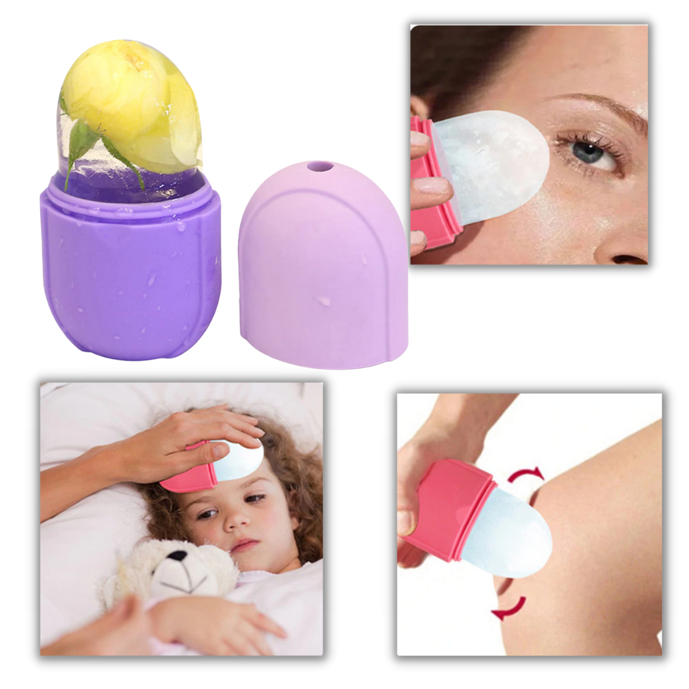 Tasse de massagem com gelo para o rosto da Mega Wheels, em material rose, ideal para cuidados cosméticos faciais.