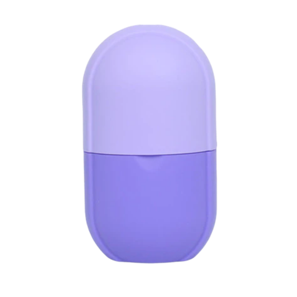 Tasse de massage com gelo para o rosto da Mega Wheels, em acabamento rosa, usada para cuidados de beleza e cosméticos.