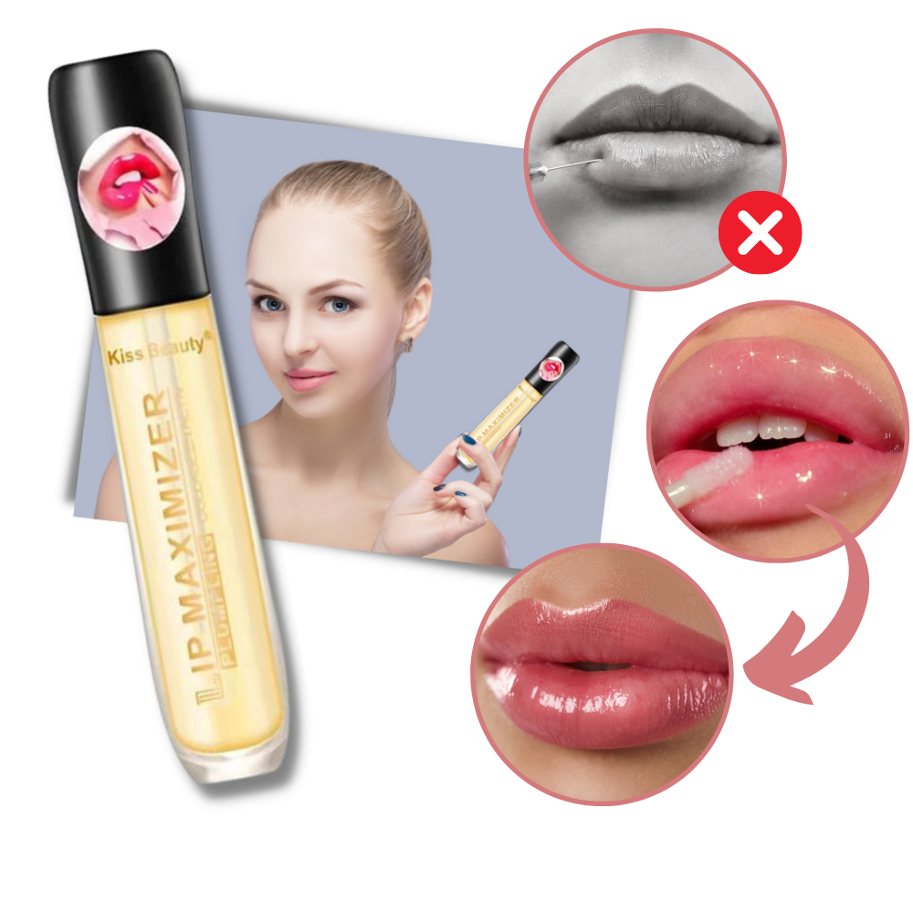 Brilho labial repulsor da marca Meitianfacai, cosméticos com efeito de volume nos lábios, em embalagem elegante.