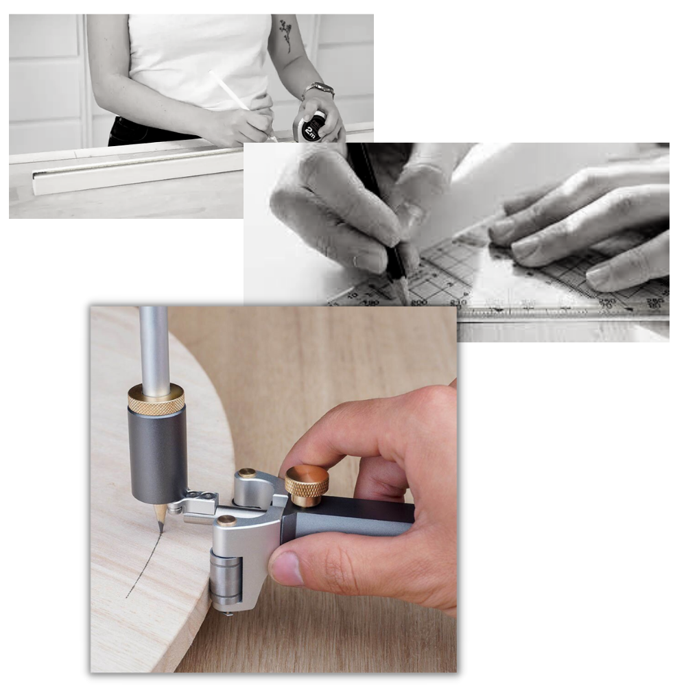 Accessoires Menolana pour outils de mesure, outil de traçage à double fonction pour le travail du bois, avec détails visibles.