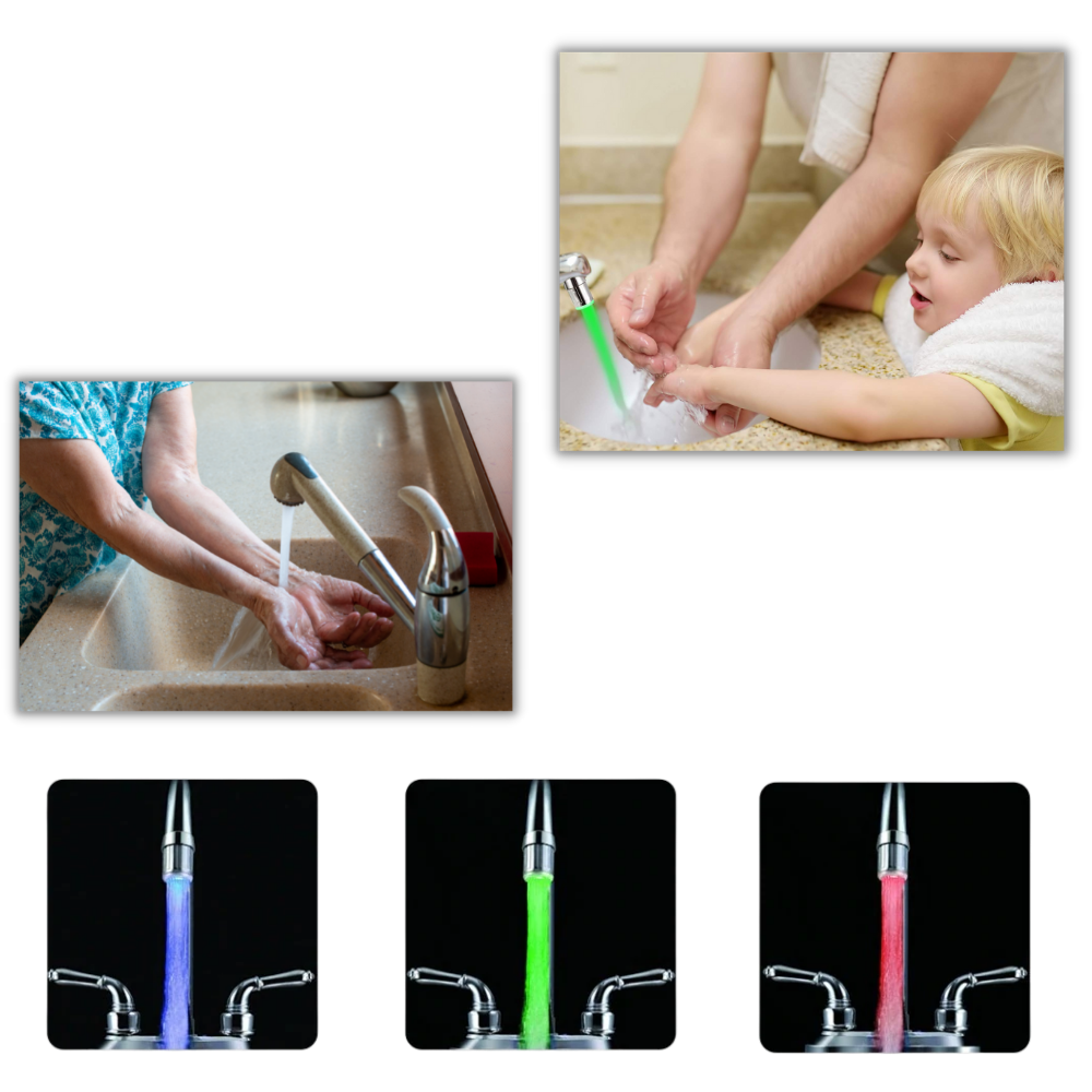 Buse de robinet Menolana avec capteur de température à couleur changeante, pièces de plomberie pour régulation thermique.