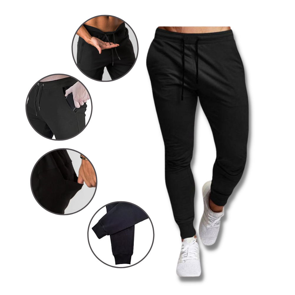 Calças de fitness masculinas da Mens Sweatpants, tecido confortável, ajuste esportivo, ideal para treinos e atividades físicas.