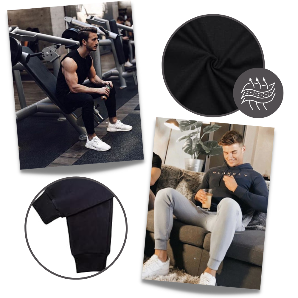 Calças de fitness masculinas Mens Sweatpants, roupas esportivas confortáveis para treino e atividades físicas.