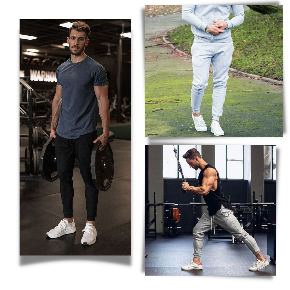 Calças de fitness masculinas da Mens Sweatpants, roupas esportivas confortáveis para uso diário e atividades físicas.
